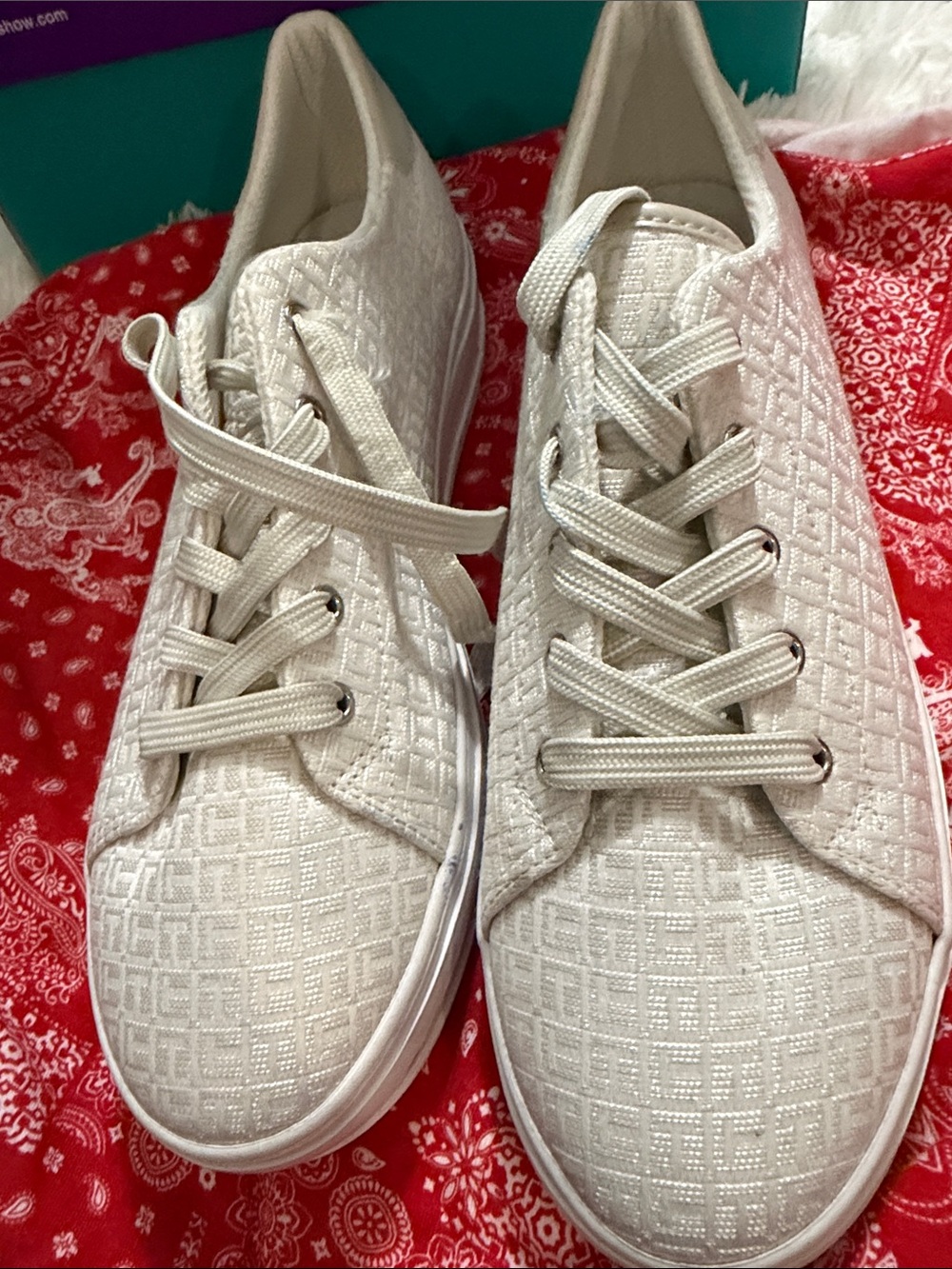 Tommy Hilfiger Cream Quilted Lace-Up Sneakers